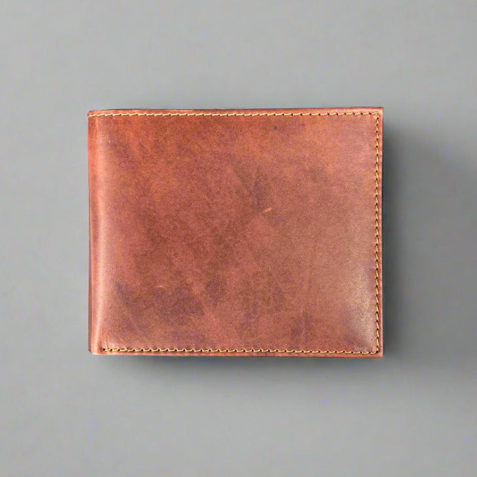 Men’s Bifold Flip-Up Cow Leather Wallet - Boutique of Leathers/Open Road