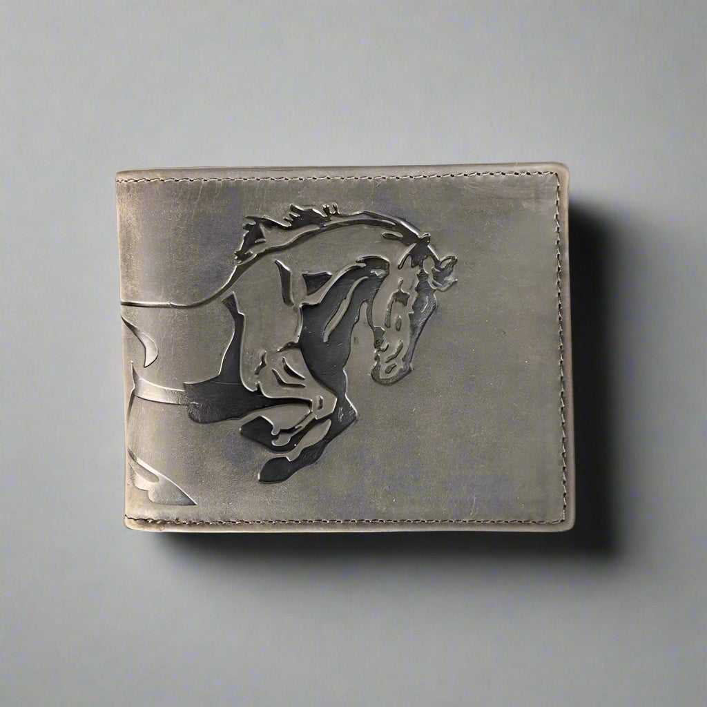 Men’s Cow Leather Mustang Embossed Bifold Wallet - Boutique of Leathers/Open Road