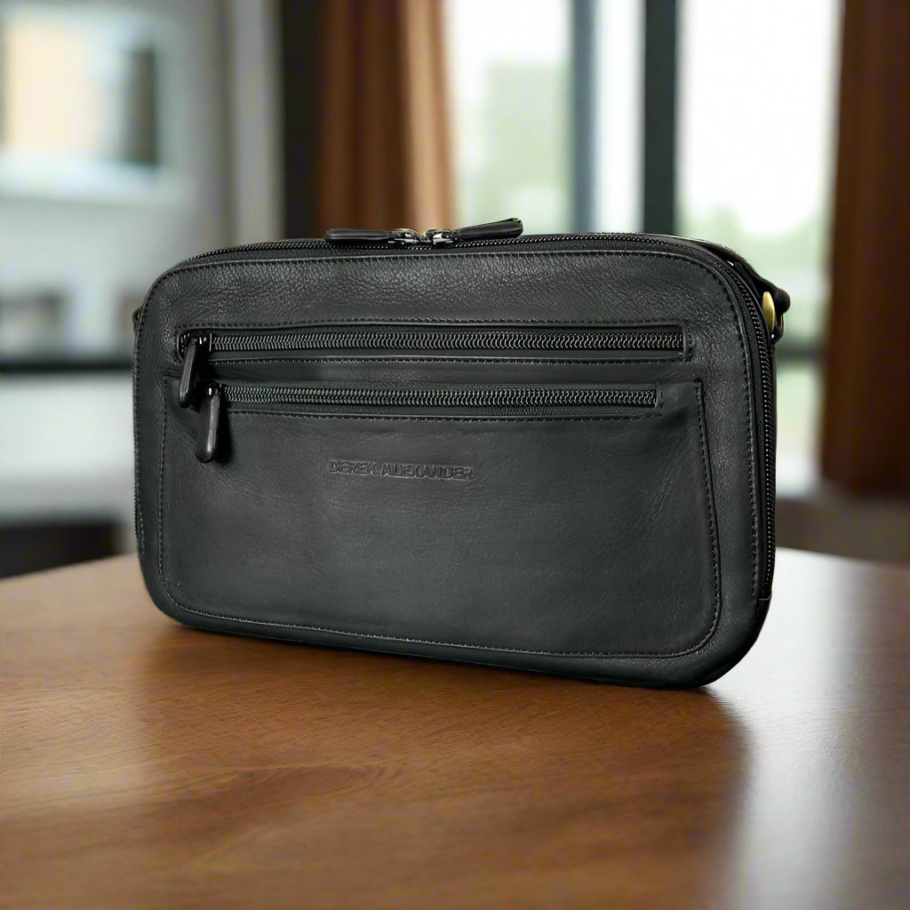 Derek Alexander Double Zipped Organizer Crossbody Bag