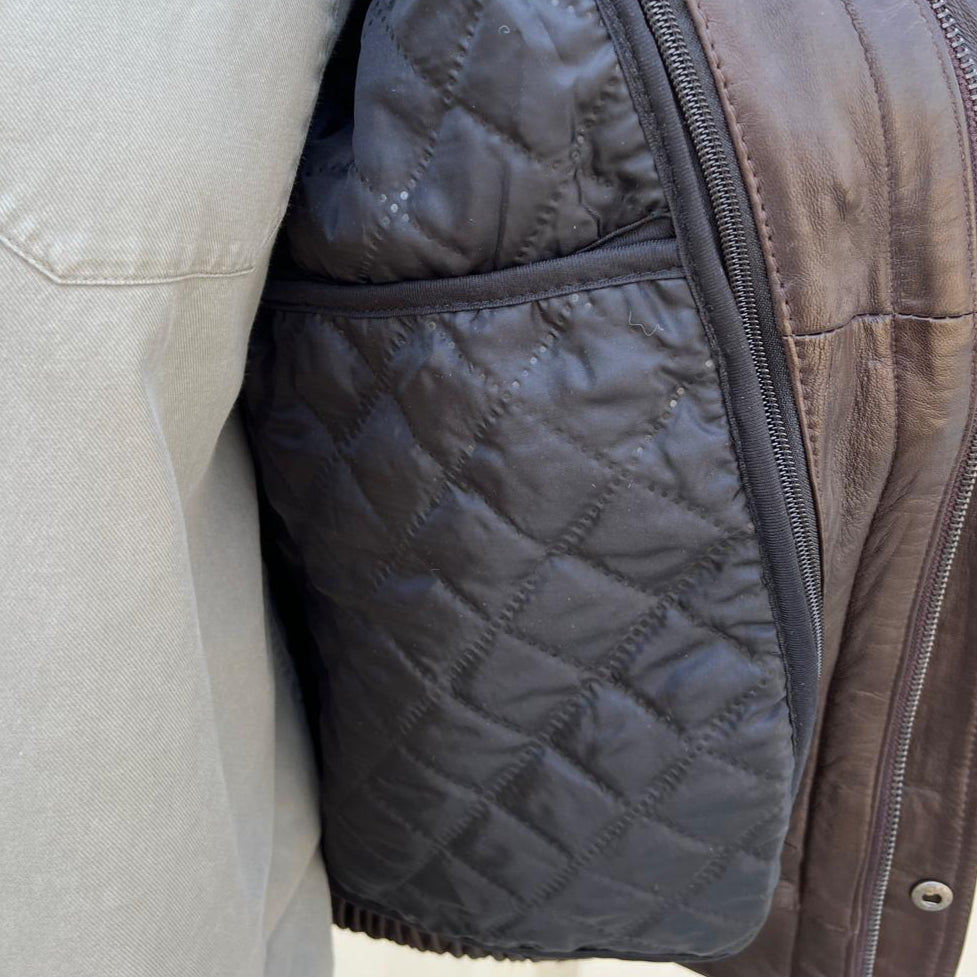 wilda☆本革☆ライナー付きleather 短丈“bomber jacket BOL Men's Double Pocket Leather Bomber Jacket - Boutique of