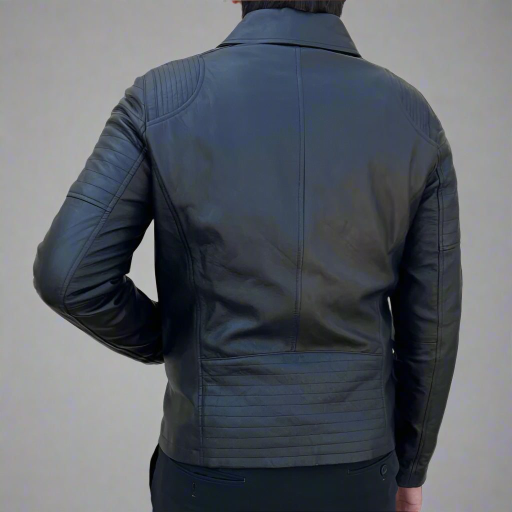 Men's Sheep Leather Jacket. Classic Quilted Shoulder Design with 2 Pockets - Boutique of Leathers/Open Road
