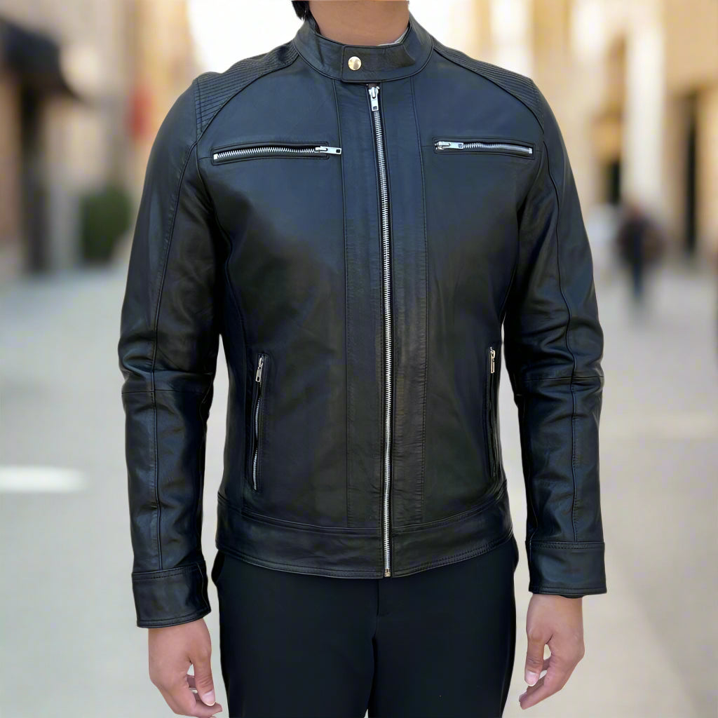 羊革・ジッパーポケット付き羊革コート Sheep Leather Coat with Zipper Pockets 羊革・ファスナーポケット付き羊革トレンチコート Sheep Leather