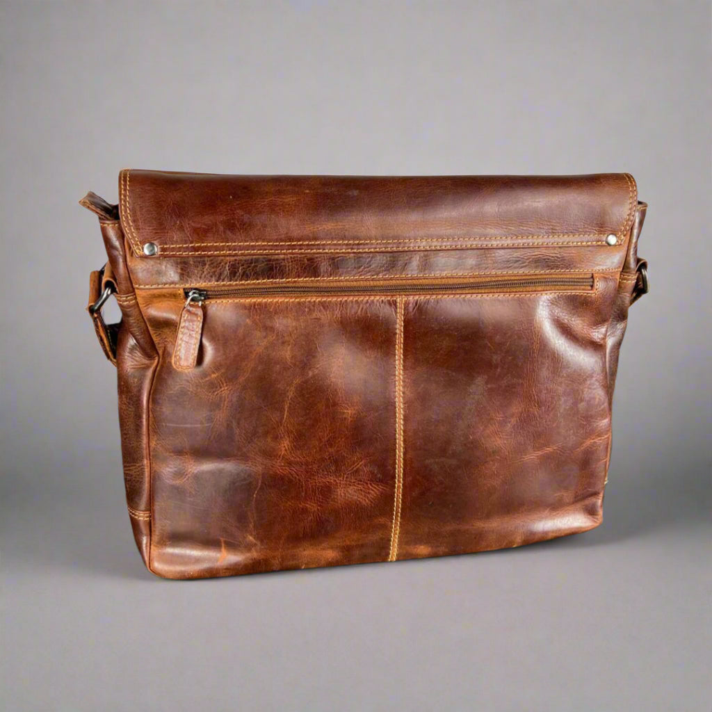 Greenwood Leather Laptop Bag. Premium Waxed Full-Grain Leather Briefcase for 16" Laptops - Boutique of Leathers/Open Road