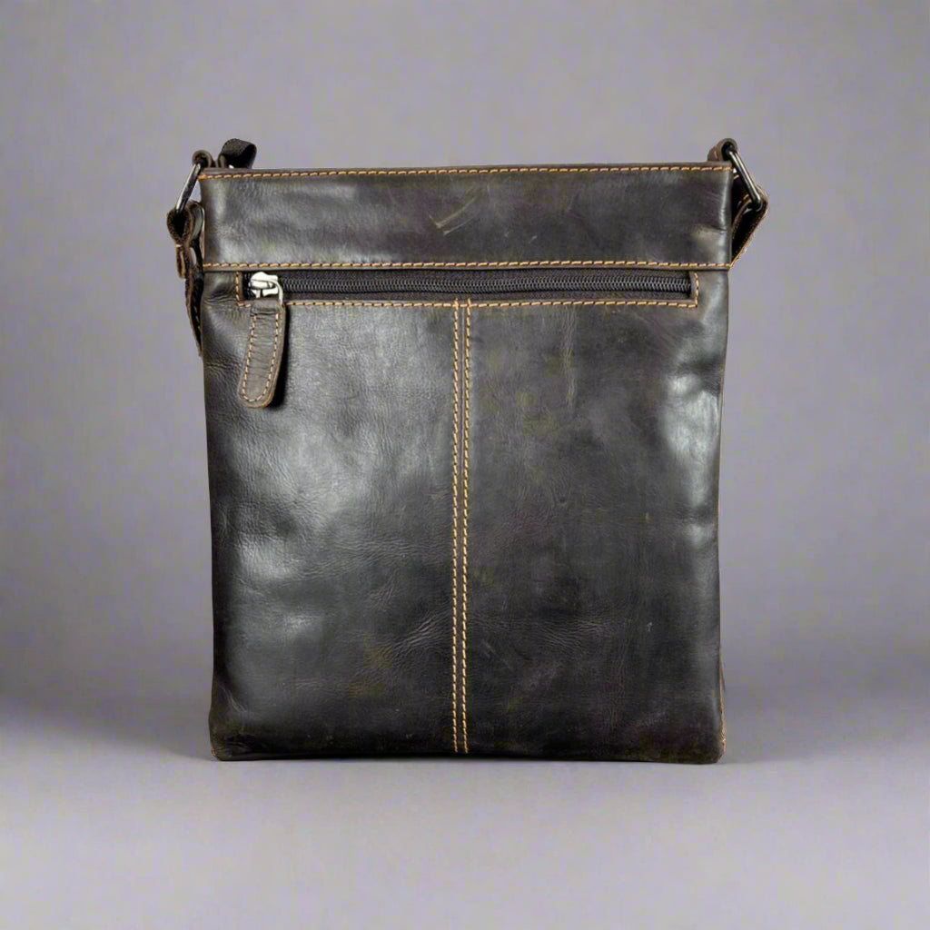 Greenwood Leather Cross Body Bag. Premium Full-Grain Leather Handbag with Multiple Pockets - Boutique of Leathers/Open Road