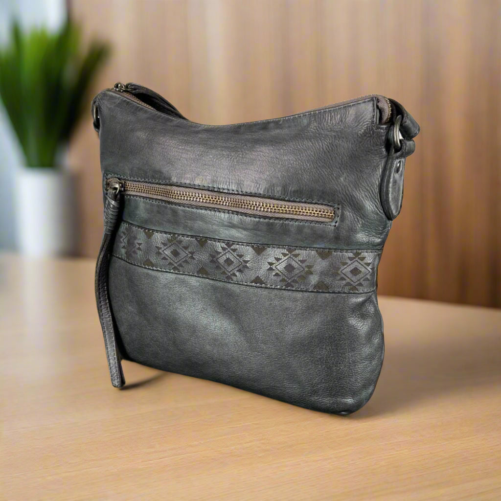 Crossbody Bag with Aztec Design Boutique of Leathers/Open Road