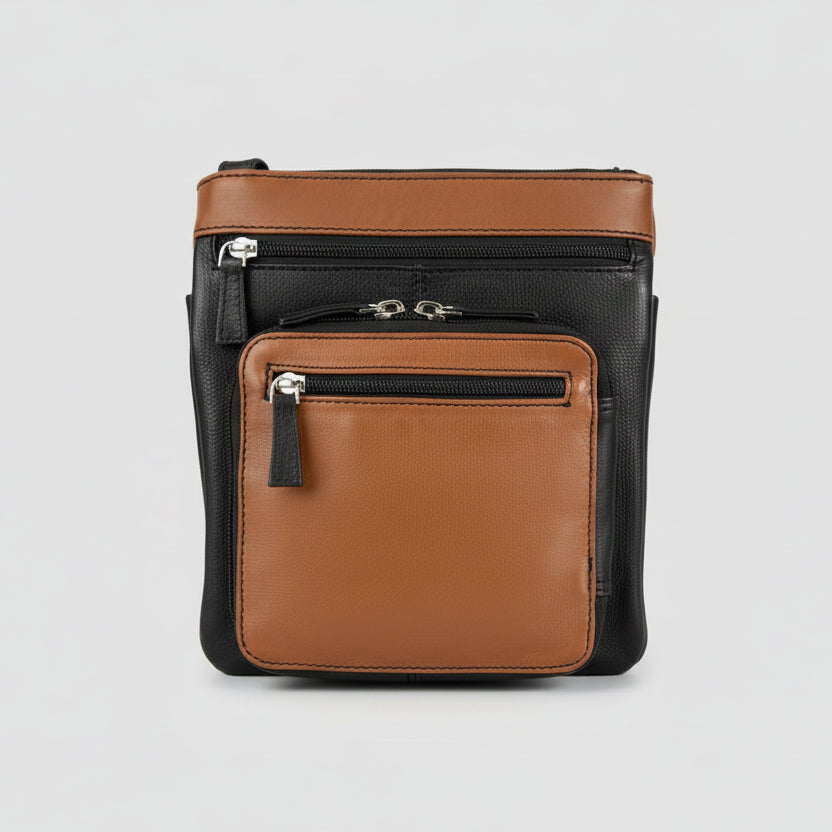JBG Slim Genuine Leather Crossbody Bag. RFID Blocking Travel Purse with Multi-Zipper Pockets - Boutique of Leathers/Open Road
