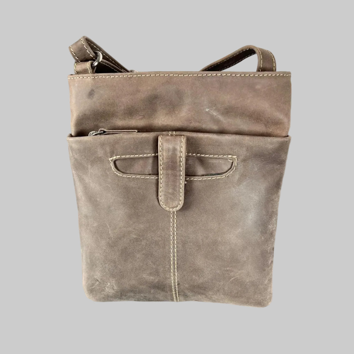 JBG Slim Genuine Leather Crossbody Bag. RFID Blocking Travel Purse with Multi-Zipper Pockets - Boutique of Leathers/Open Road