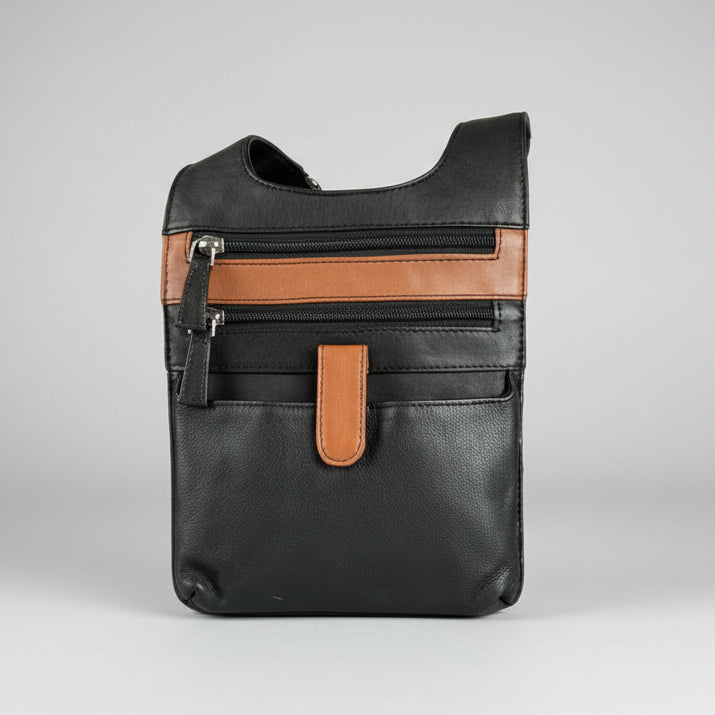 JBG Slim RFID Leather Crossbody Organizer Bag. Anti-Theft Travel Purse