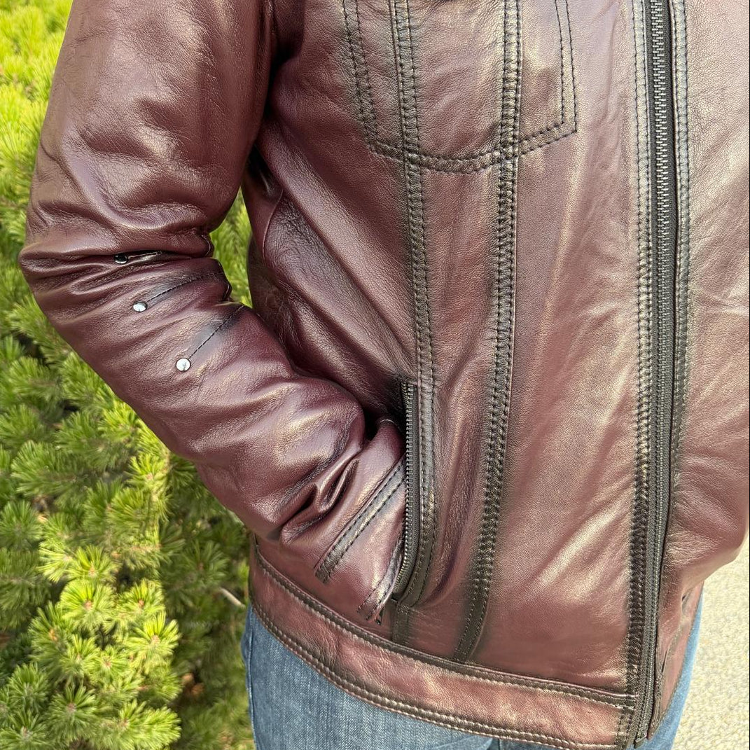 Men's Sheep Leather Jacket with Removable Fur Collar - Boutique of Leathers/Open Road