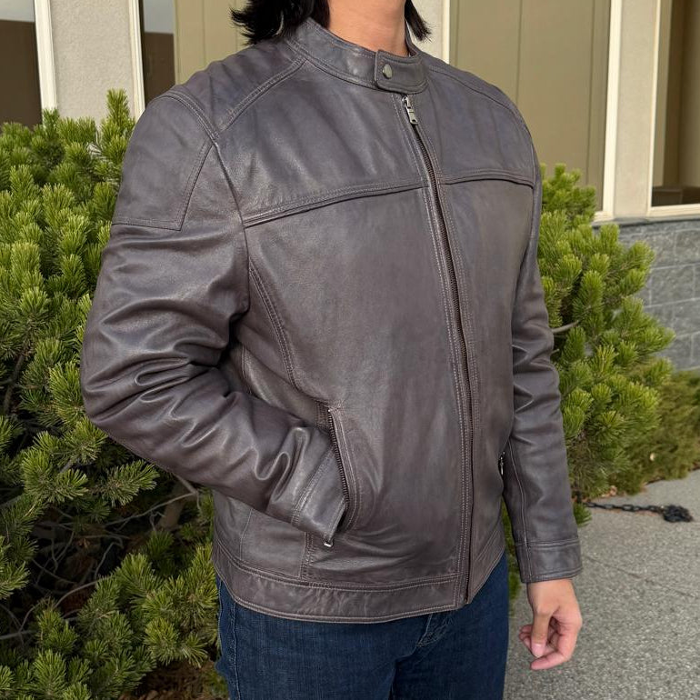 Men's Two-Tone Lamb Leather Jacket - Boutique of Leathers/Open Road