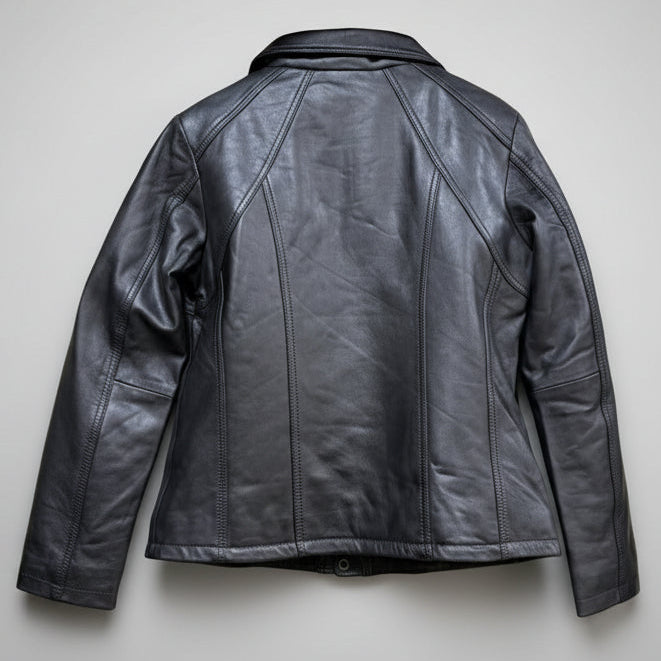 Women's Classic Sheepskin Leather Jacket with Removable Insulation