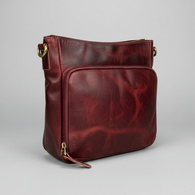 Buffalo Leather Crossbody Bag with Card Organizer