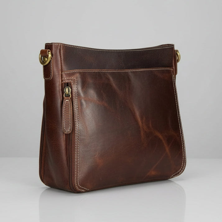 Buffalo Leather Crossbody Bag with Card Organizer