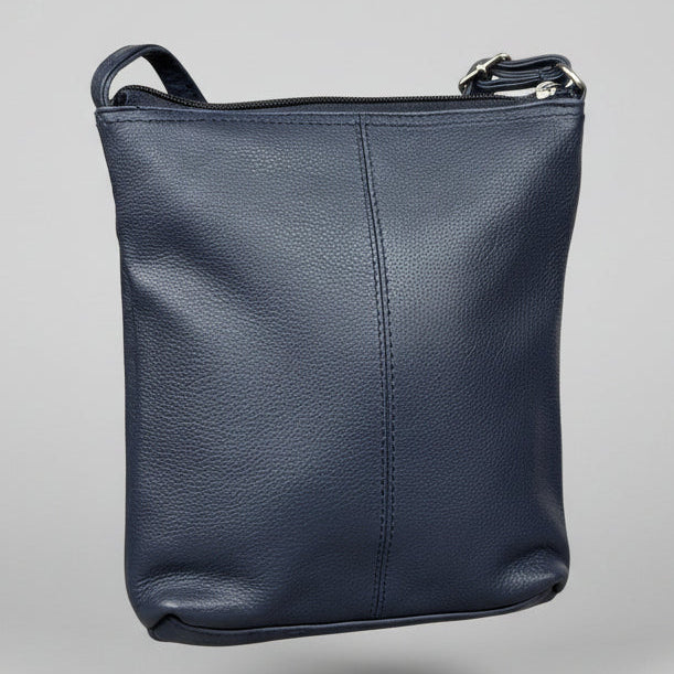 Slim Leather Crossbody. Small Vertical Zip Women’s Bag with Adjustable Strap