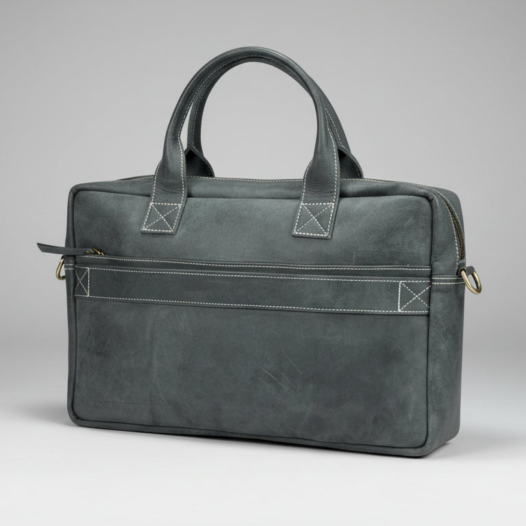 Buffalo Leather Laptop Bag 17". Travel Briefcase with Luggage Sleeve