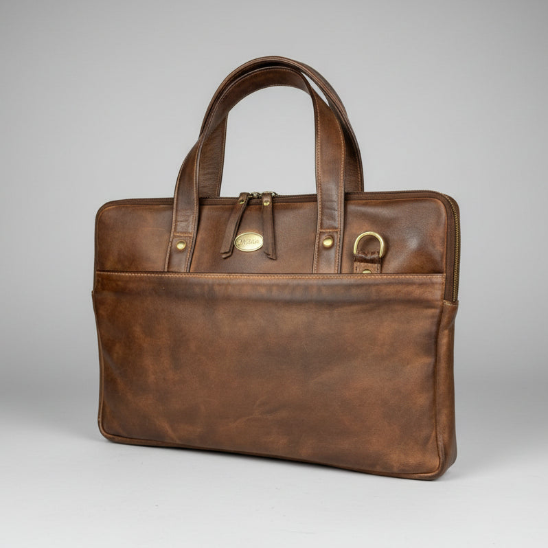 Slim Leather Laptop Briefcase
