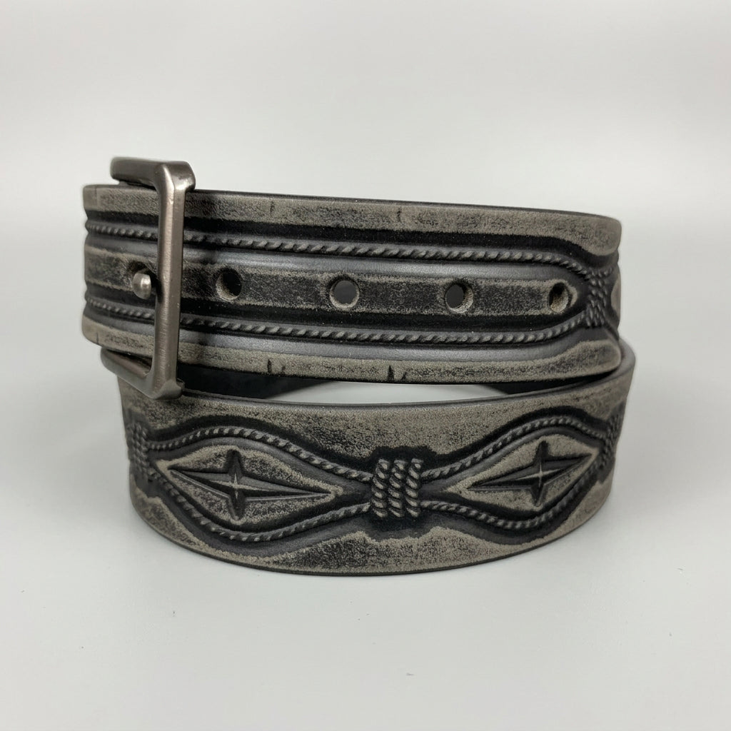 Keldon Men's Grain Leather Embossed Belt with Removable Buckle - Boutique of Leathers/Open Road
