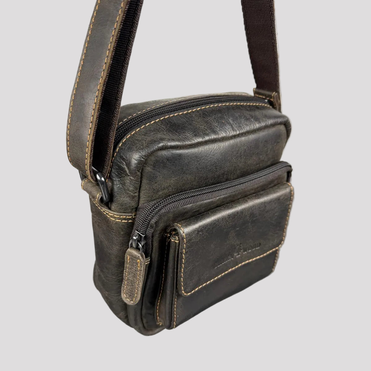 Greenwood Leather Mini-Messenger Bag. Premium Compact Crossbody Travel Organizer - Boutique of Leathers/Open Road
