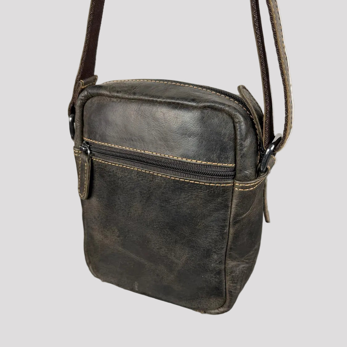 Greenwood Leather Mini-Messenger Bag. Premium Compact Crossbody Travel Organizer - Boutique of Leathers/Open Road