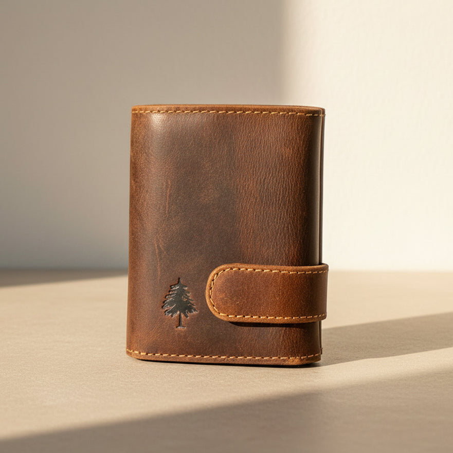 Greenwood Leather Men's Trifold Wallet. Quick-Access Pop-Up Card Ejector - Boutique of Leathers/Open Road