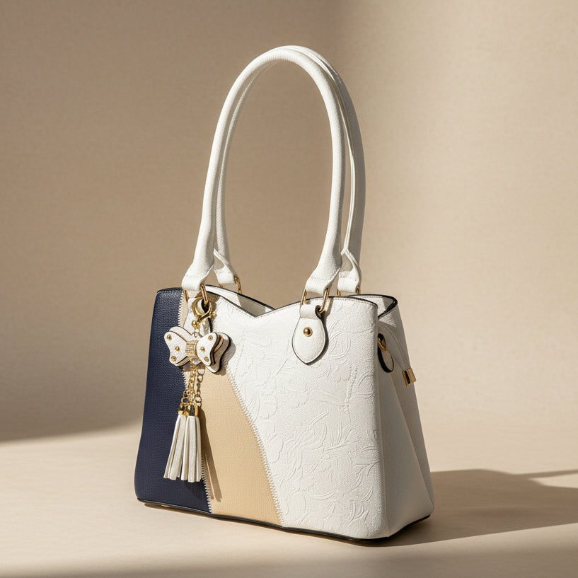 Temptation Italy Faux Leather Shoulder Bag. Floral & Dragonfly Embossed Handbag - Boutique of Leathers/Open Road