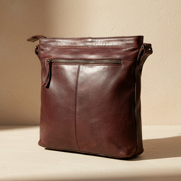 MET Premium Cow Leather Crossbody Bag with Chain Zipper Detail