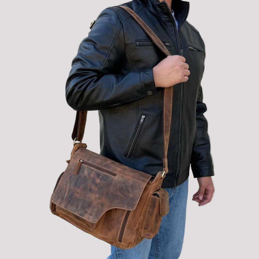 Greenburry Vintage Leather Messenger Bag. A4 Business Shoulder Bag