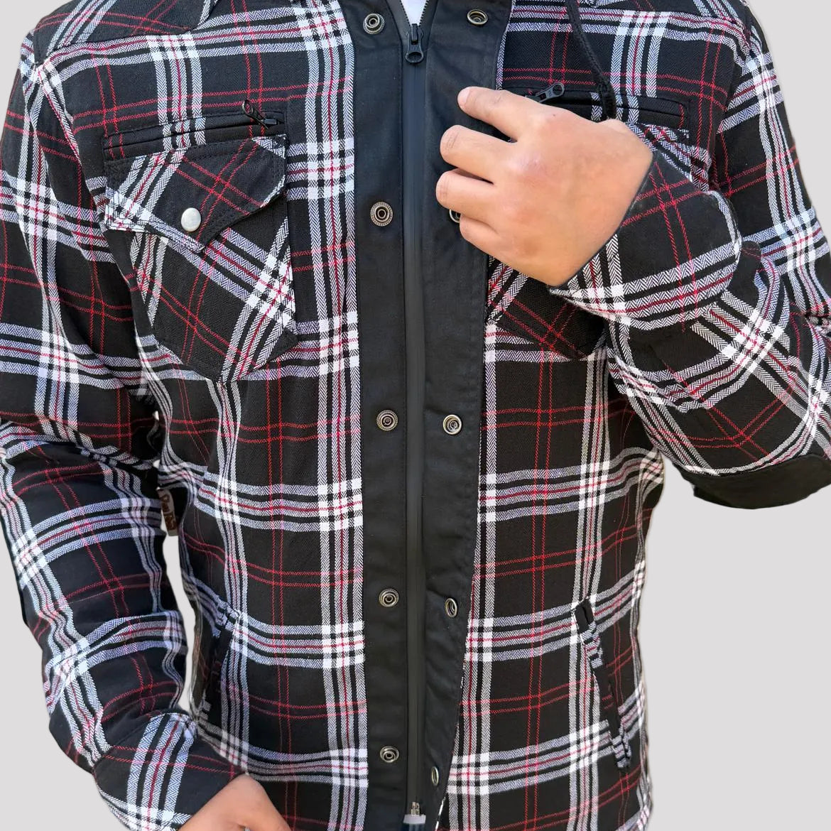 Open Road Men's Protective Armored Motorcycle Riding Flannel Shirt