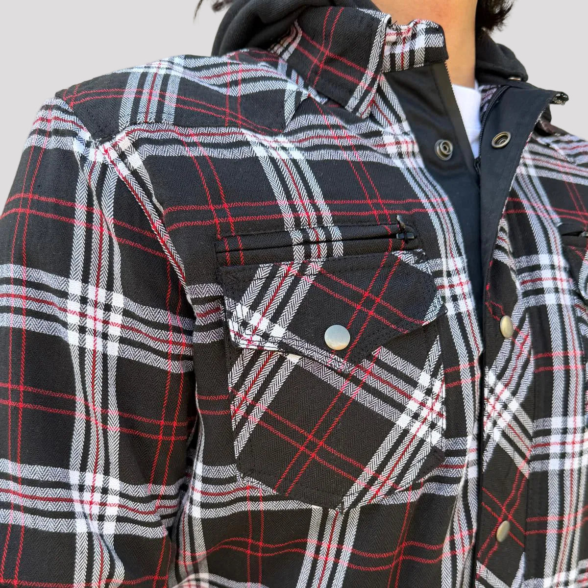 Open Road Men's Protective Armored Motorcycle Riding Flannel Shirt