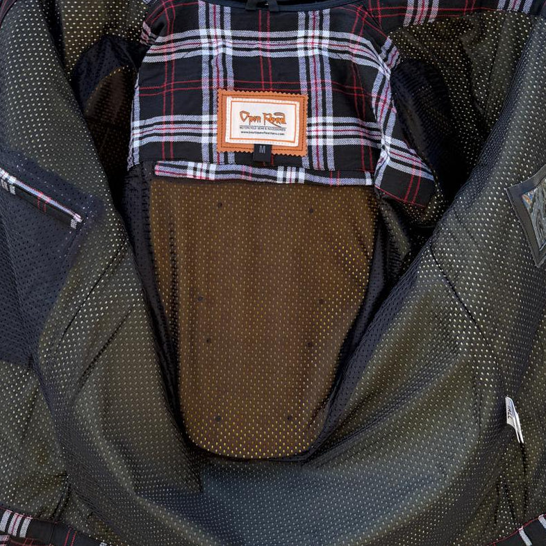 Open Road Men's Protective Armored Motorcycle Riding Flannel Shirt