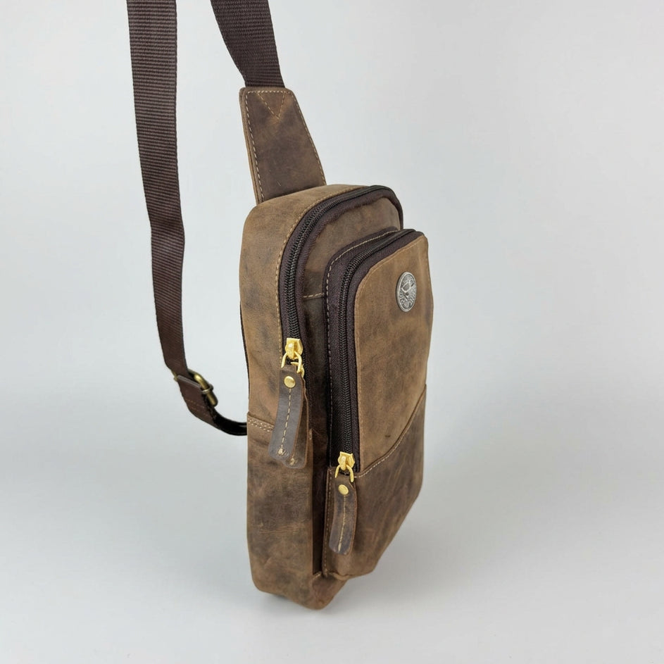 Premium Leather Sling Bag | Crossbody Backpack & Travel Messenger