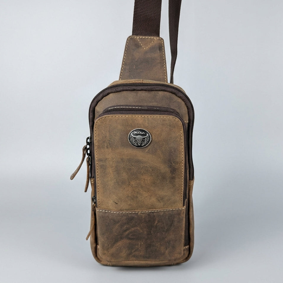 Premium Leather Sling Bag | Crossbody Backpack & Travel Messenger
