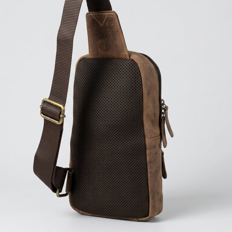 Premium Leather Sling Bag | Crossbody Backpack & Travel Messenger
