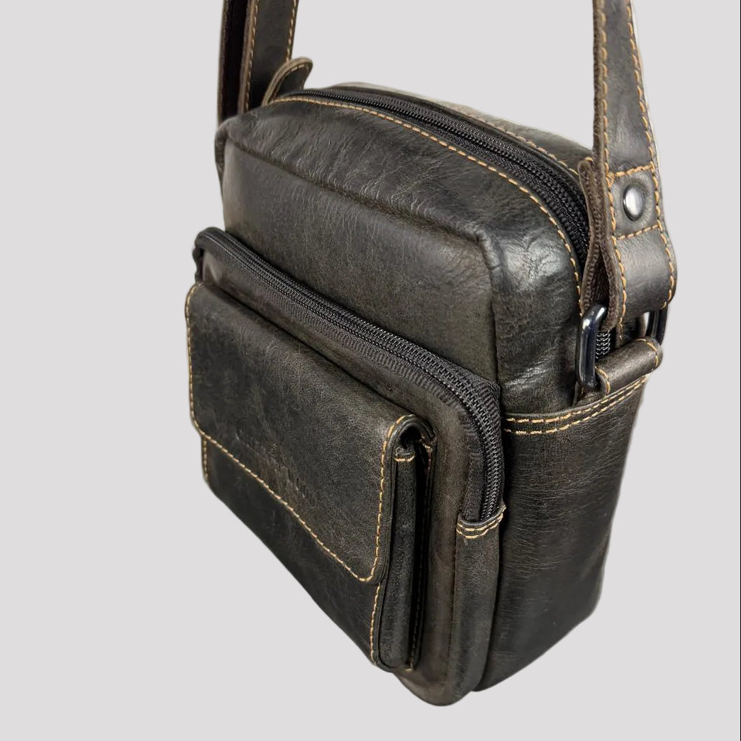 Greenwood Leather Mini-Messenger Bag. Premium Compact Crossbody Travel Organizer - Boutique of Leathers/Open Road