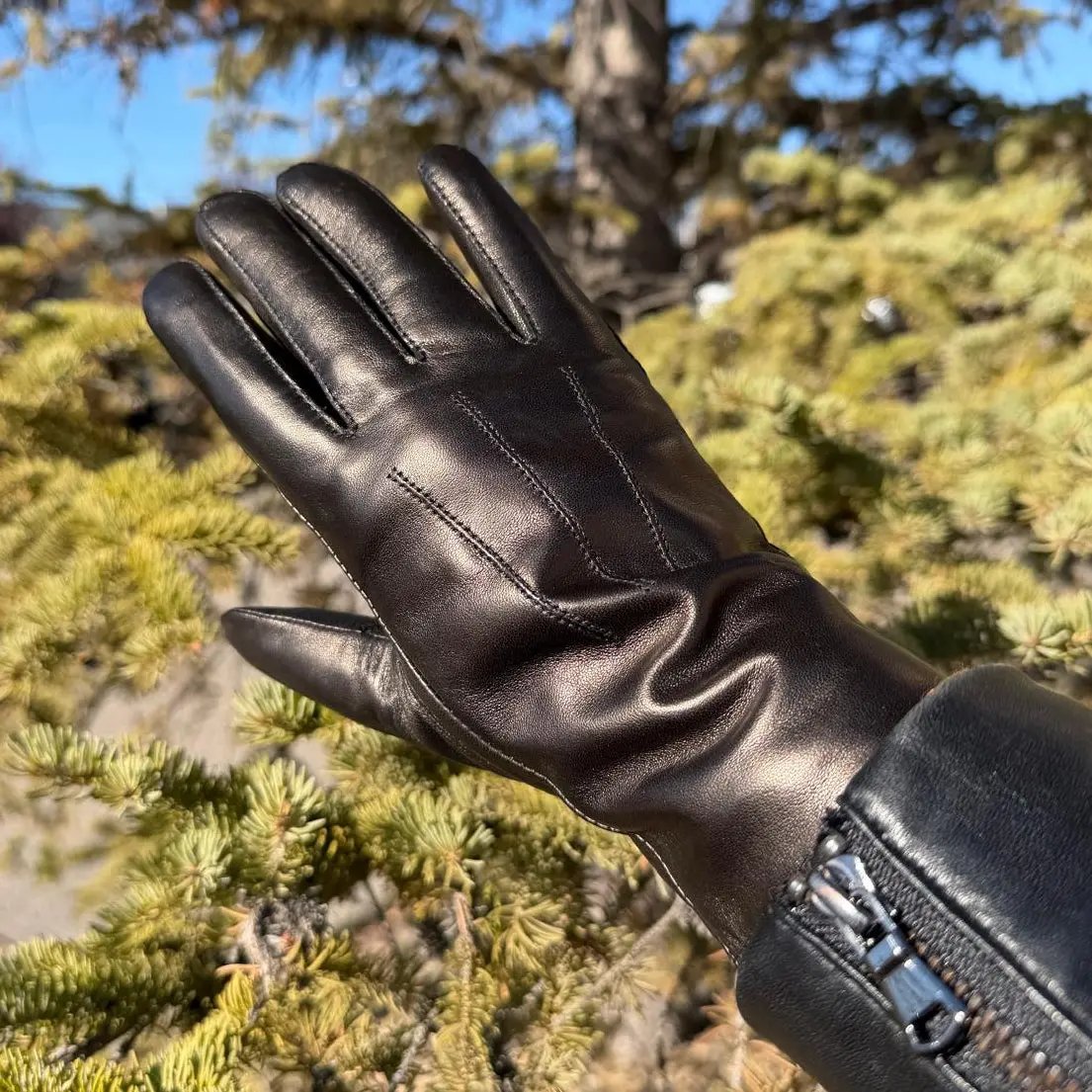Women's Drum Dyed Lamb Leather Gloves with Luxurious Rabbit Fur Trim Women's Gloves & Mittens Boutique of Leathers/Open Road