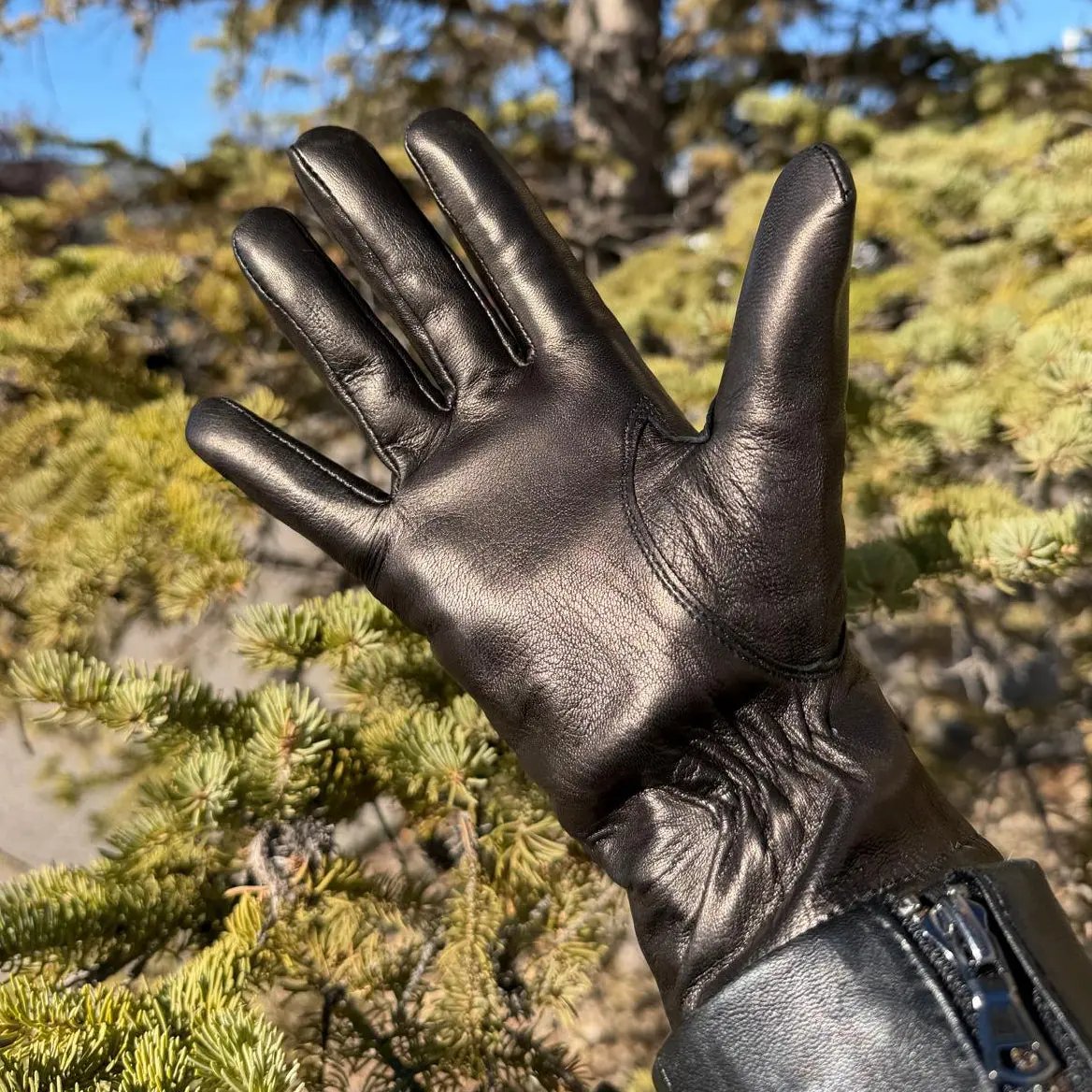 Women's Drum Dyed Lamb Leather Gloves with Luxurious Rabbit Fur Trim Women's Gloves & Mittens Boutique of Leathers/Open Road