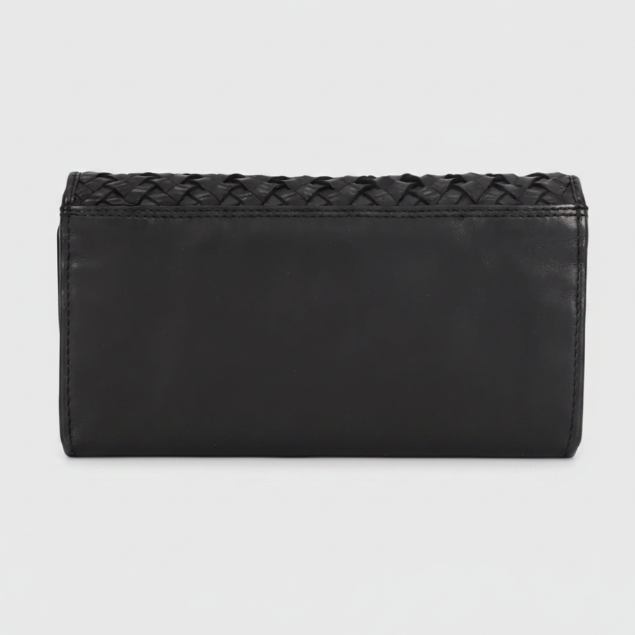 MET Women’s Leather Basket Weave Wallet. Artisan Woven Multi-Card Organizer - Boutique of Leathers/Open Road