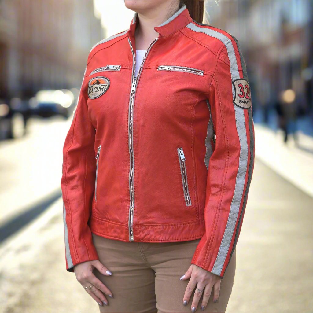 Women's Leather Jacket with Patches Women's Leather Jackets Boutique of Leathers/Open Road