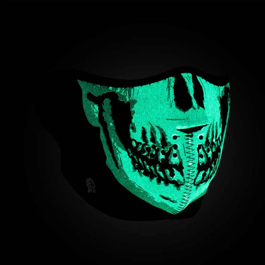 ZANheadgear Half Mask Neoprene Skull Face Glow in the Dark - Boutique of Leathers/Open Road