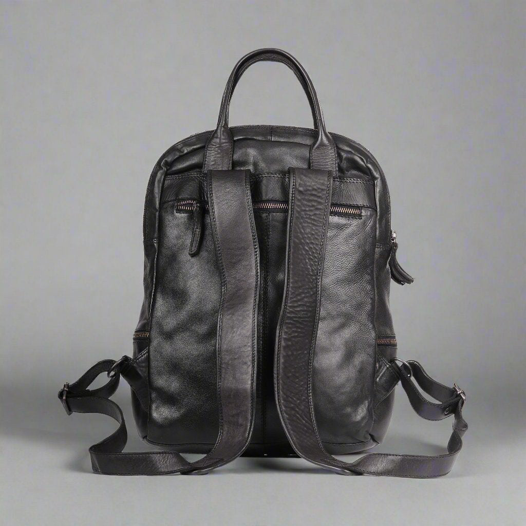 MET Multi-Pocket Leather Backpack with Dual Carry Handles