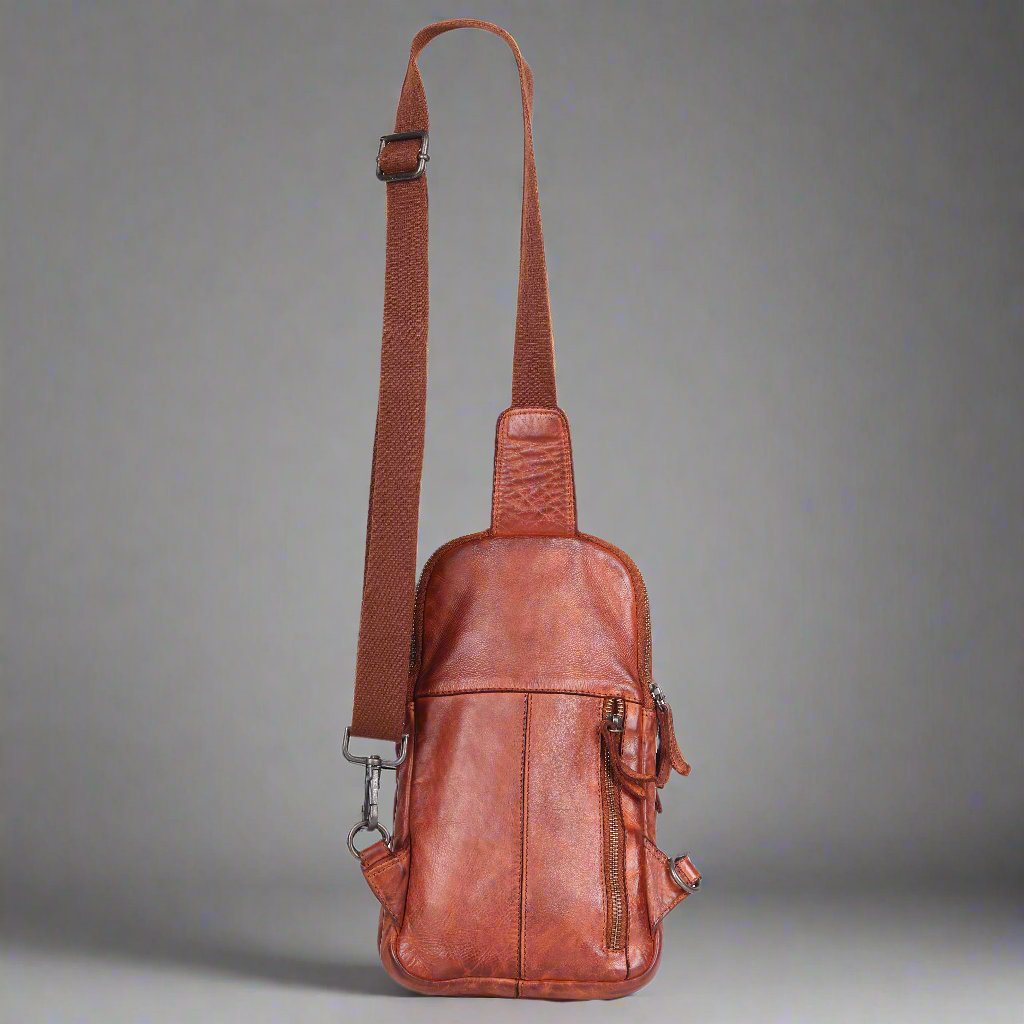 MET Leather Chest Front Bag & Backpack with Dual Zipper Pockets