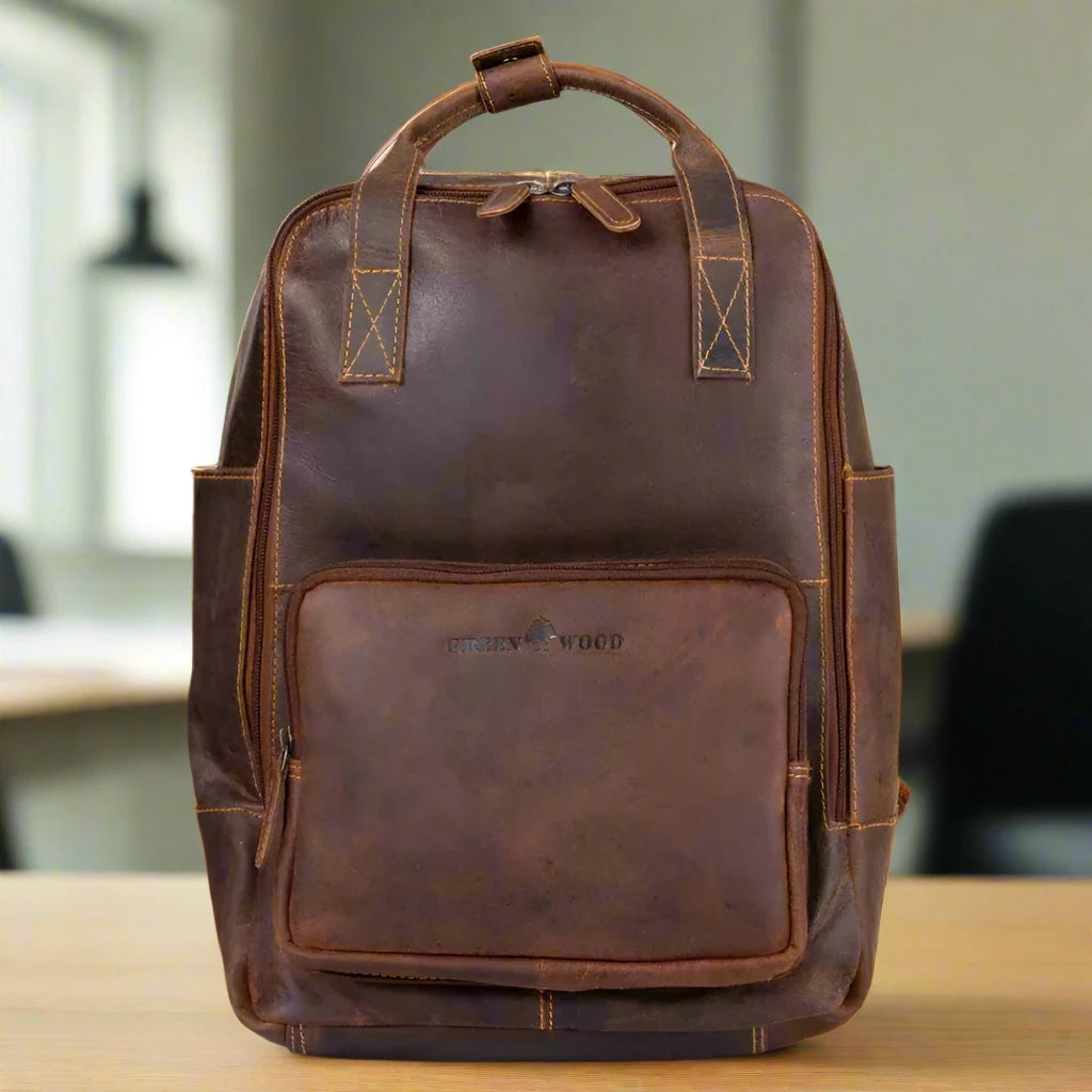 Greenwood Leather Backpack with Reinforced Laptop and Tablet Compartments - Boutique of Leathers/Open Road