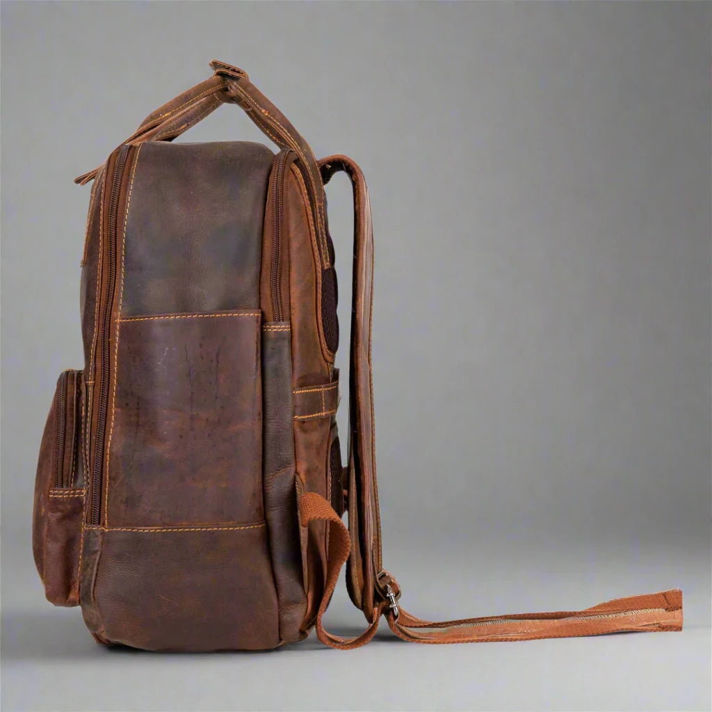 Greenwood Leather Backpack with Reinforced Laptop and Tablet Compartments - Boutique of Leathers/Open Road