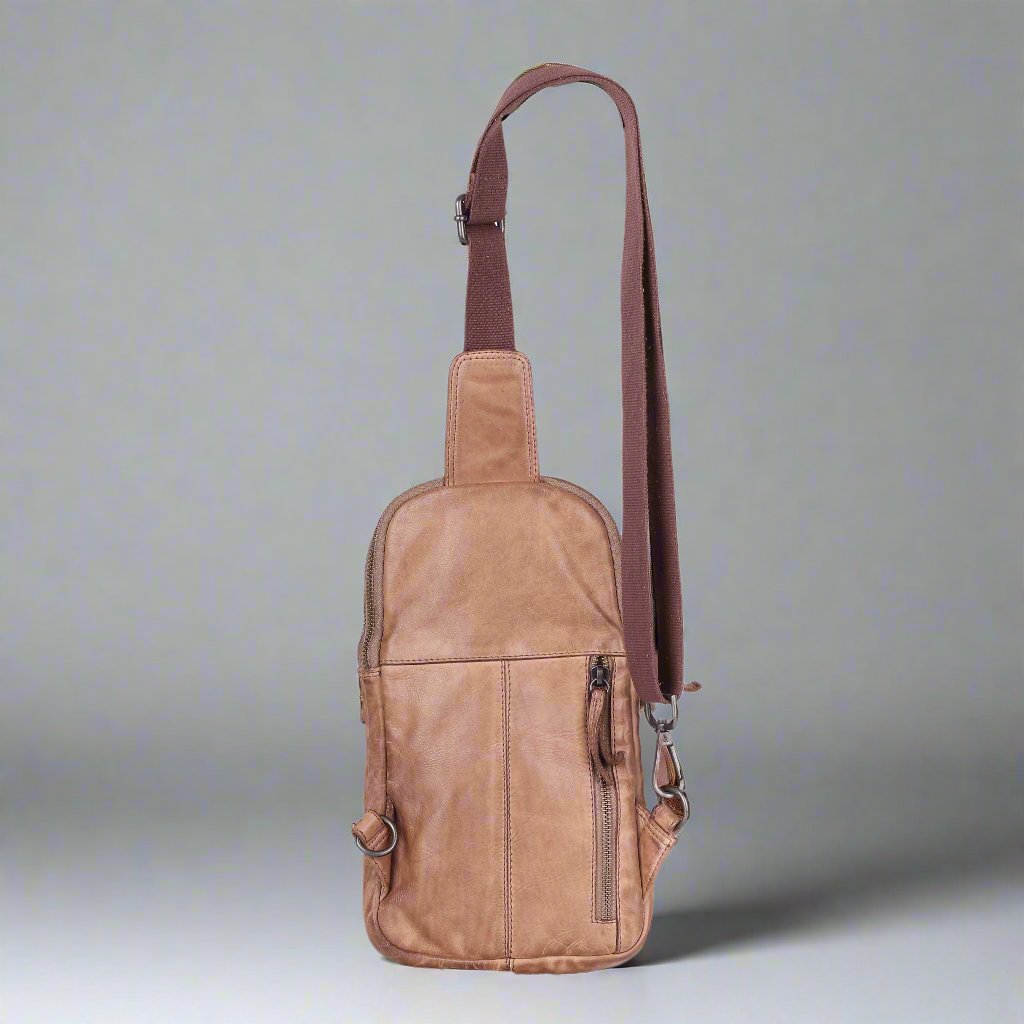 MET Leather Chest Front Bag & Backpack with Dual Zipper Pockets