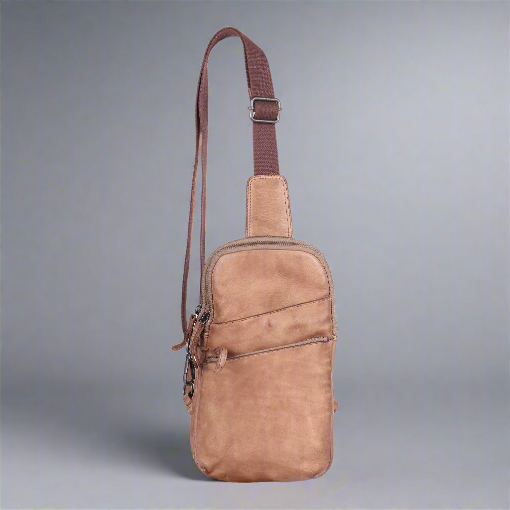 MET Leather Chest Front Bag & Backpack with Dual Zipper Pockets