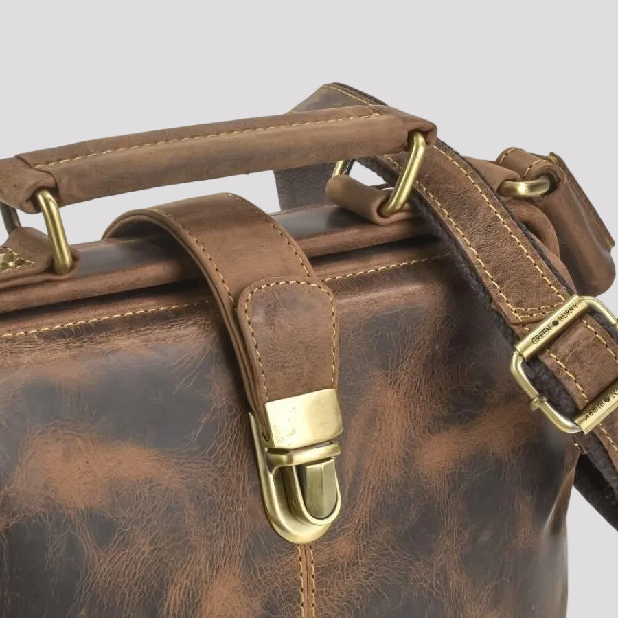 Greenburry Womens Ironing Bag Vintage Leather Classic Frame Handbag