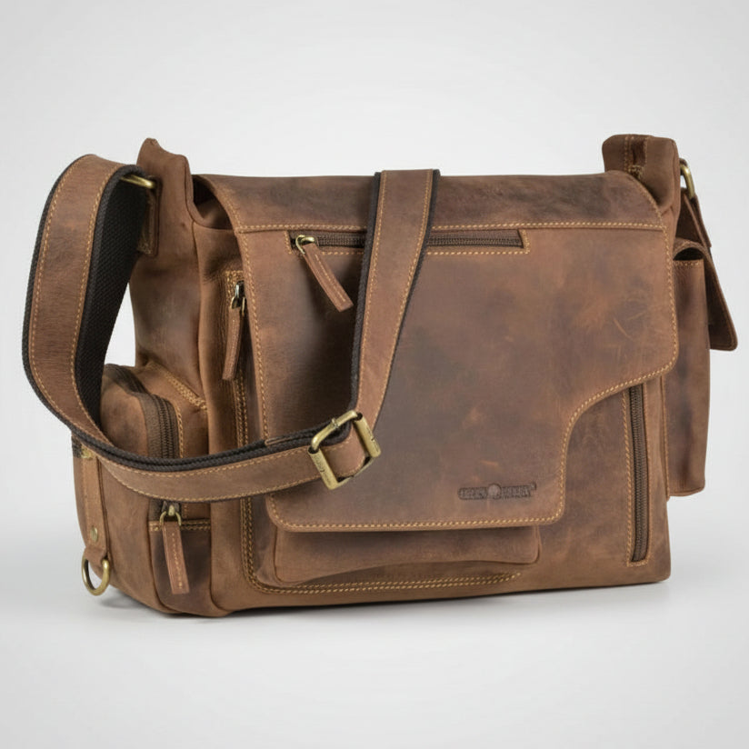 Greenburry Vintage Leather Messenger Bag. A4 Business Shoulder Bag