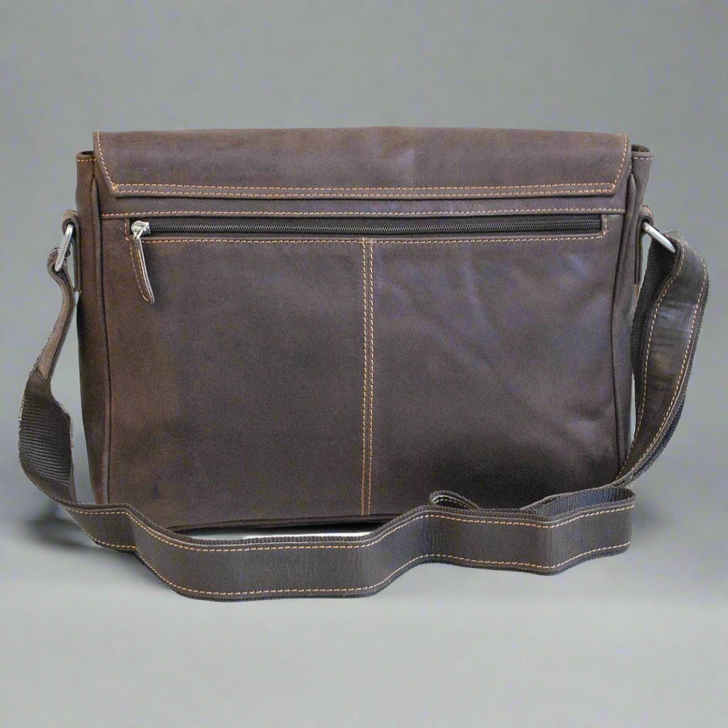 Greenwood Leather Laptop Bag. Premium Waxed Pull-Up Leather Messenger Bag - Boutique of Leathers/Open Road