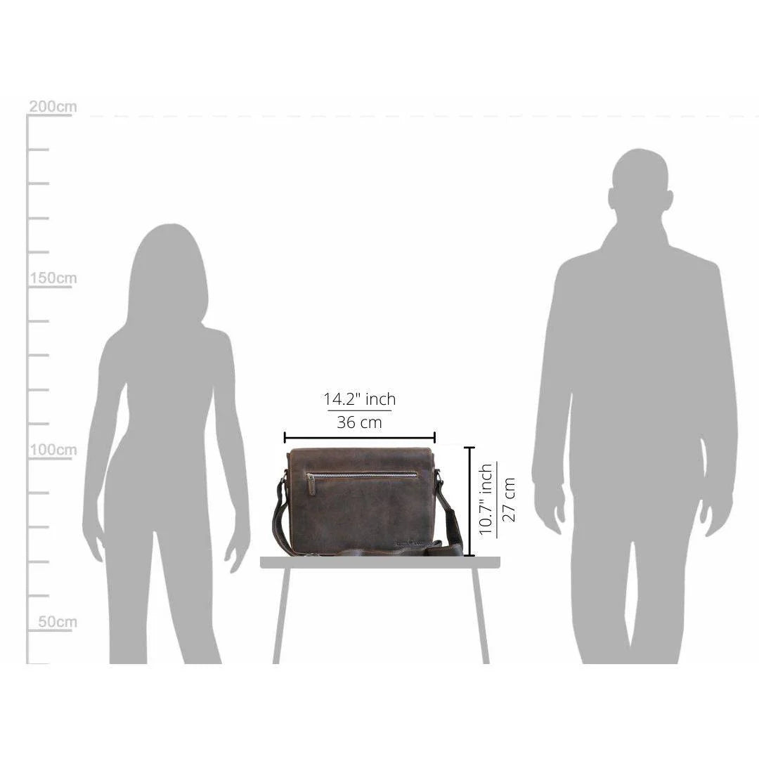 Greenwood Leather Laptop Bag. Premium Waxed Pull-Up Leather Messenger Bag - Boutique of Leathers/Open Road