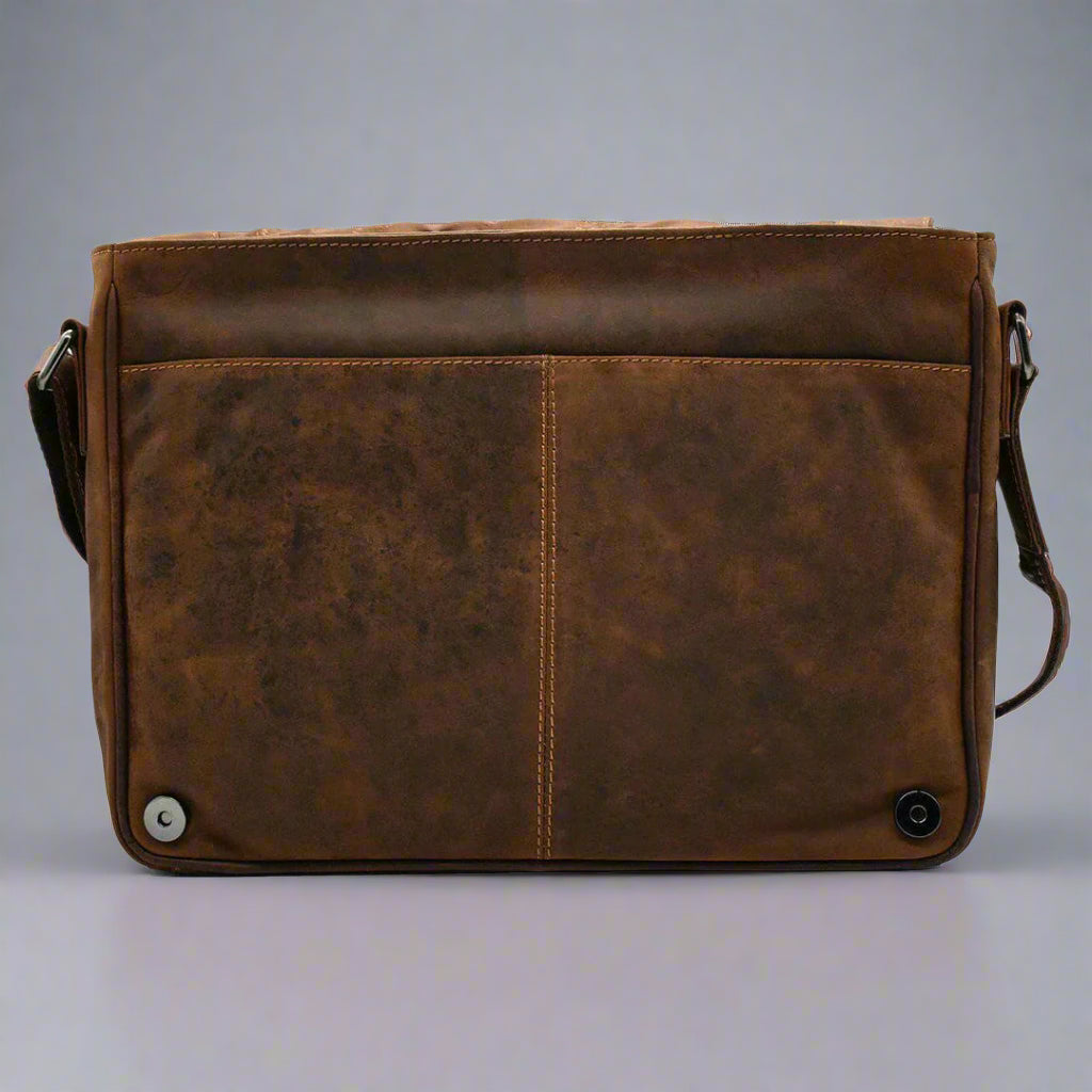 Greenwood Leather Laptop Bag. Premium Waxed Pull-Up Leather Messenger Bag - Boutique of Leathers/Open Road
